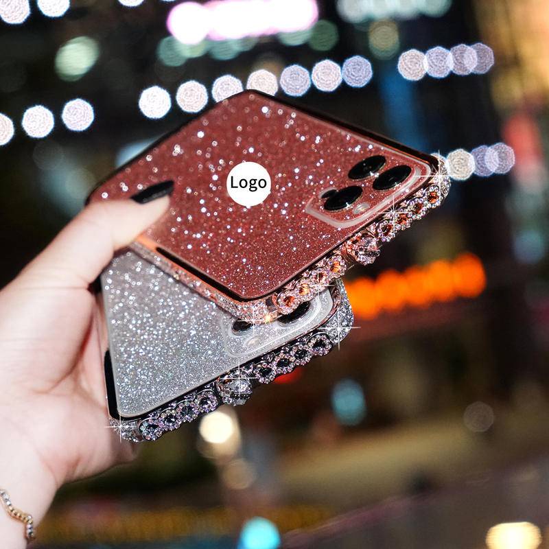 Case Pelindung Bahan Akrilik Aksen Glitter Berlian Imitasi Untuk iPhone 13 12 11 Pro MAX X XS MAX XR Bumper