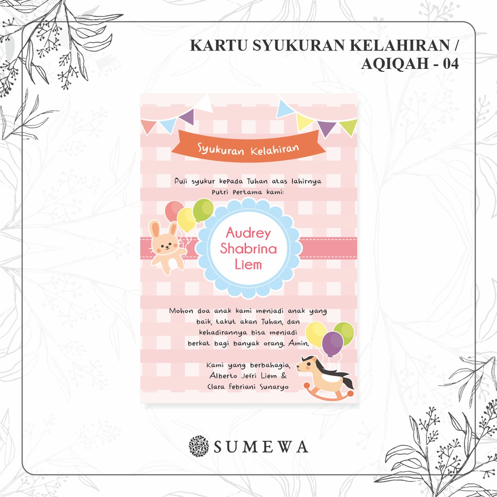 Kartu Ucapan Tasyakuran Kelahiran Aqiqah Khitanan