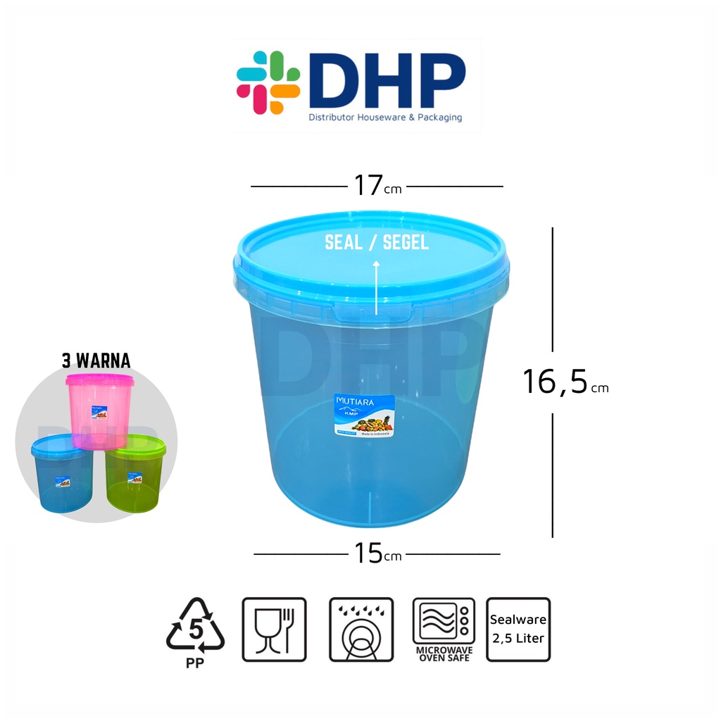 Toples SEGEL 2,5 Liter (D= 17cm H: 16,5) Warna Penyimpanan Plastik Sealware Bulat Serbaguna Biskuit Hampers Astor