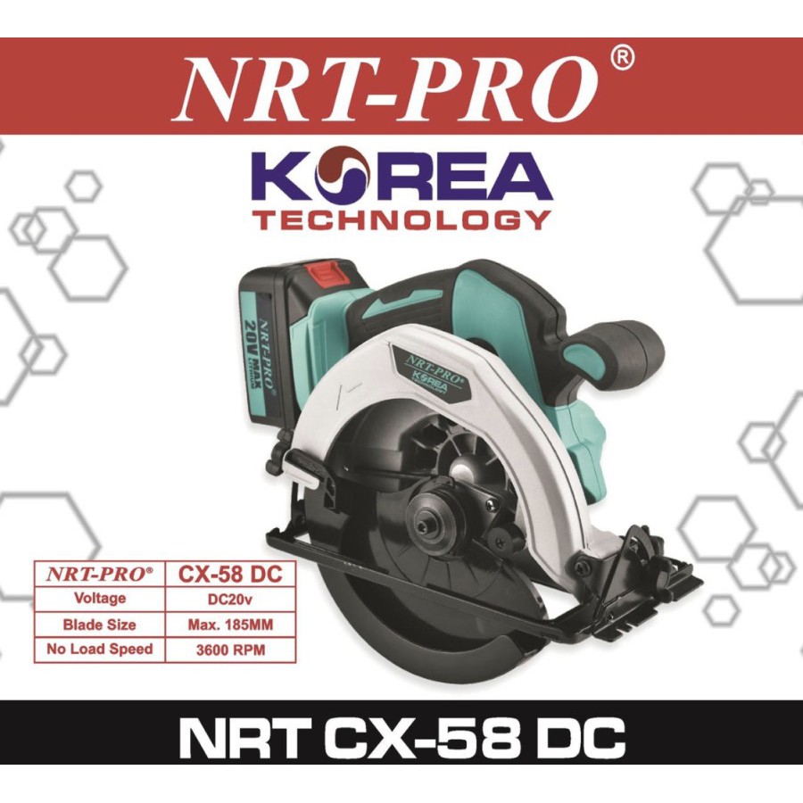 Mesin Gergaji Baterai Cordless Circular Saw 7" Nrt-Pro CX-58 DC