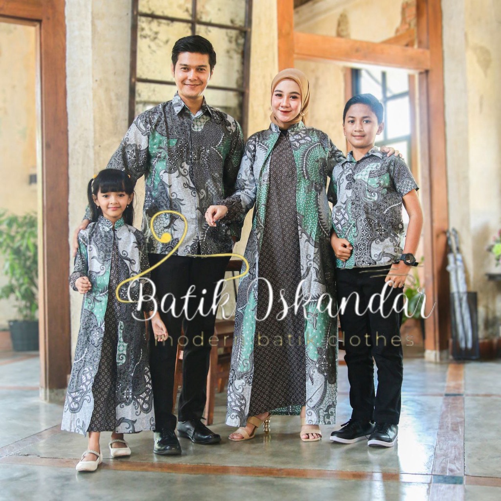 COUPEL GAMIS FAMILI Batik keluarga ,SARIMBIT IBU AYAH DAN ANAK