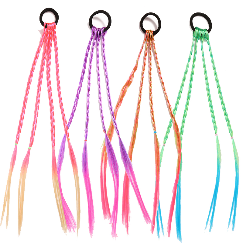 Children's Ponytail Braid Wig Colorful Hairpins Cute Dirty Braids Hair Ropes Headrope Performance Twist Braid  Accessories