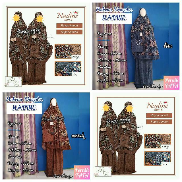 Mukena RYN NADINE Ori by Rhayahn Solo- Mukenah Dewasa Super Jumbo Rayon Zoe  Motif Batik Cantik