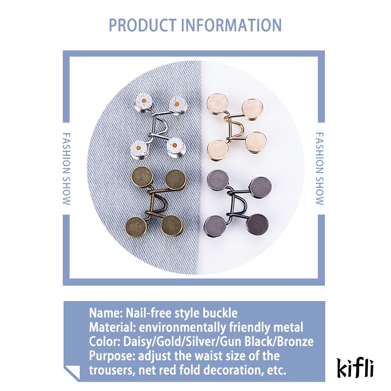 Kancing Jeans Logam,Simple Adjustable Kancing Pengait,Celana Panjang Desain Kait Pengecil Lingkar Pinggang,Bisa Dilepas