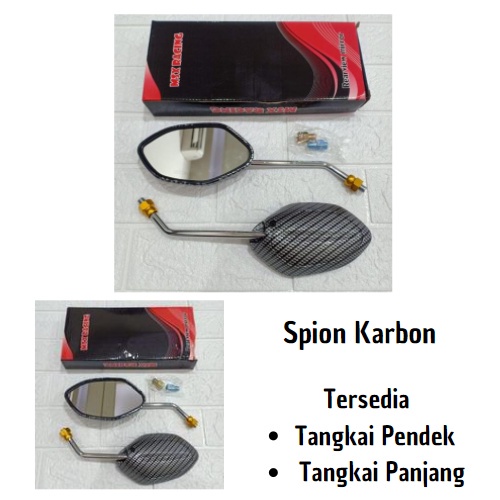 Spion Karbon Model Beat Tangkai Crome Drat Honda &amp; Yamaha