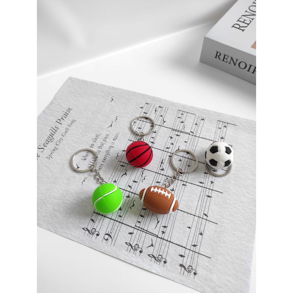 GANTUNGAN KUNCI BOLA SEPAK BASKET RUGBY TENIS KEYCHAIN KEYRING