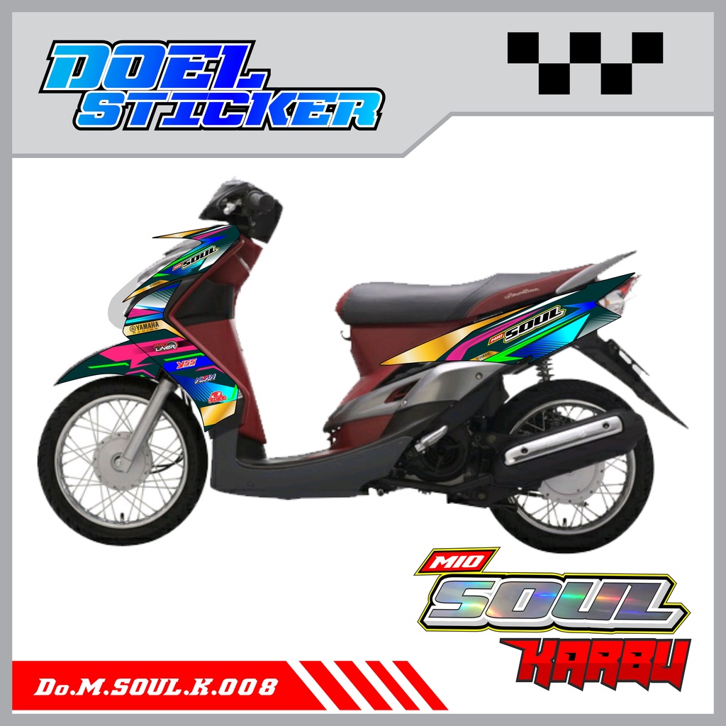 STICKER STRIPING MIO SOUL KARBU - STICKER STRIPING LIST VARIASI HOLOGRAM , CROME YAMAHA MIO SOUL KARBU DOEL 008