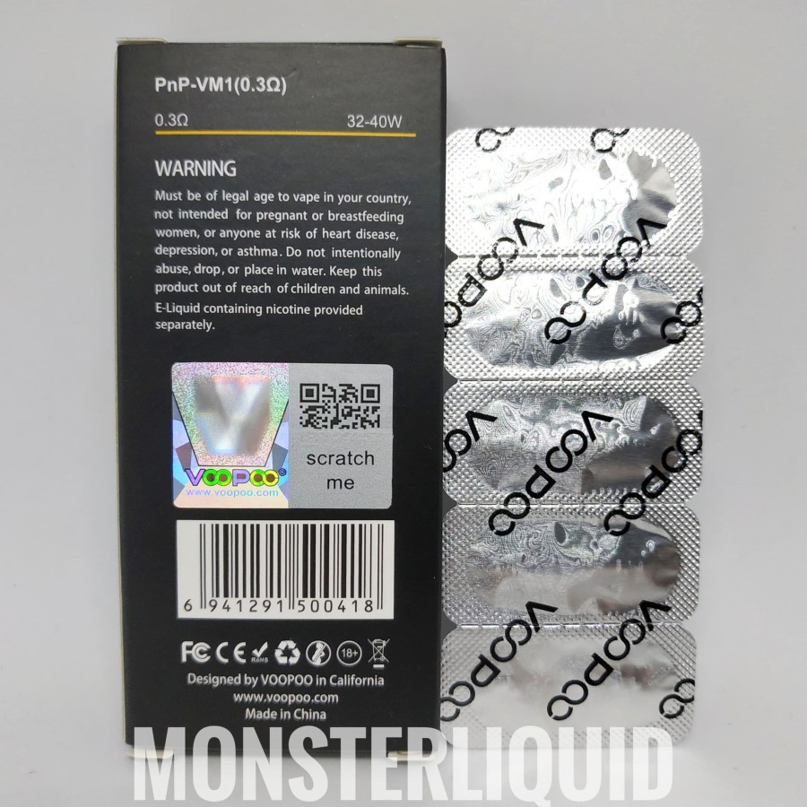 COIL VINCI REPLACEMENT COIL 0.3 OHM PNP-VM1 AUTHENTIC BY VOOPOO ISI 5 PCS