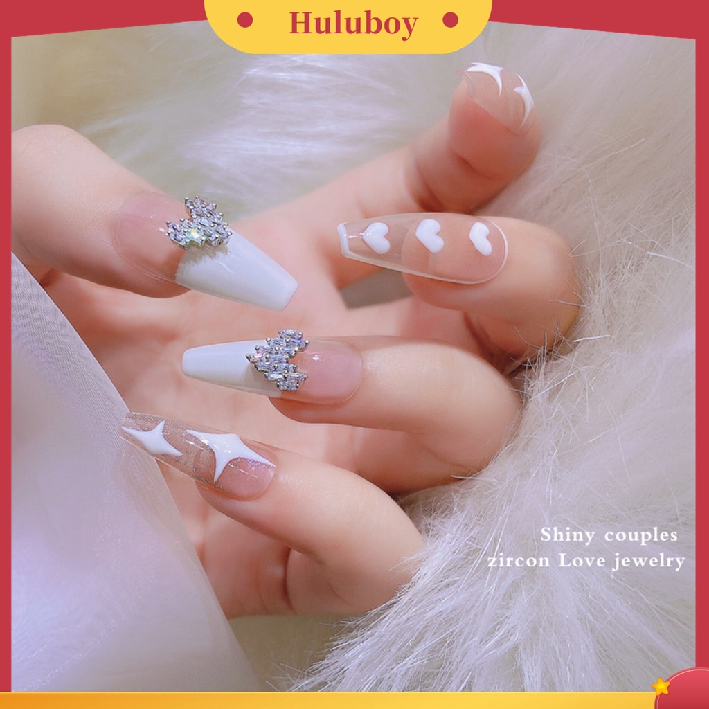 Huluboy Huluboy♡ 5 Pcs Dekorasi Kuku Bentuk Hati Bahan Cubic Zirconia Untuk Nail Art