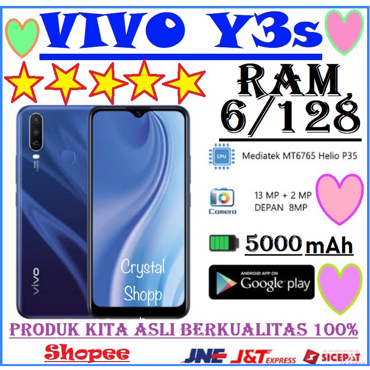 Hp VIVO Y3s ORI RAM 8/256GB BARU FULLSET SEGEL GARANSI 1TAHUN