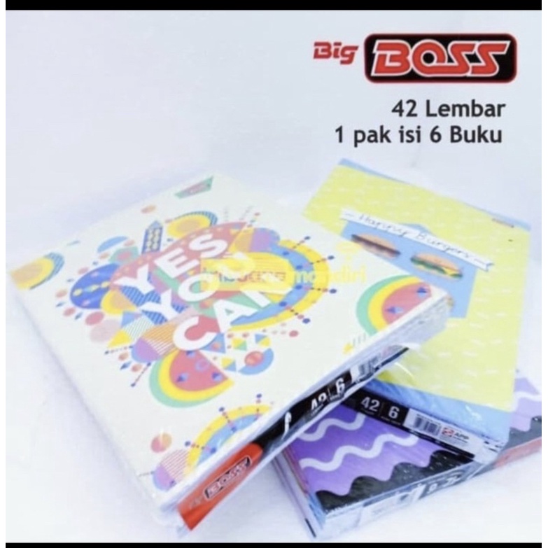 

Buku tulis big boss 42 lembar, harga per pak isi 6pcs