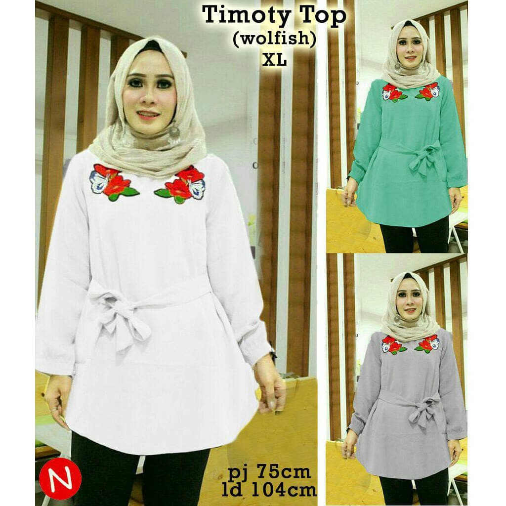Tunik katun busui bumil friendly TAMARA baju atasan kerja menyusui hamil motif bunga i.. timoty top