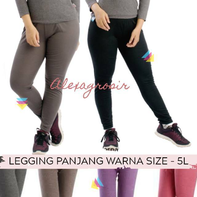 Legging Panjang 3L 4L 5L Bahan Spandex Rayon Warna Abu, Maroon,Navy,Mocca,