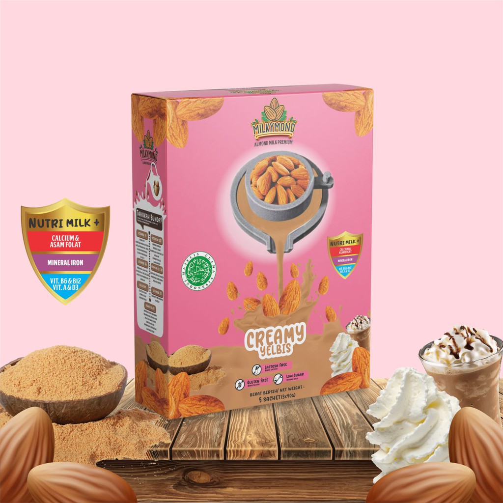 Pelancar Asi Booster Susu Almond Milkymond Creamy Yelbis Nutrisi Ibu Hamil &amp; Menyusui 200gr