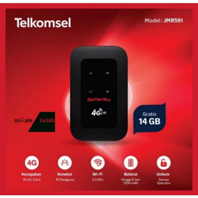 Modem Jio JMR591 Modem Wifi Unlock 4G Lte / Modem Mifi Unlock All Operator Free Telkomsel 14 Gb