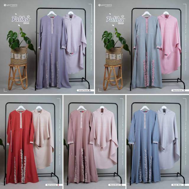 faliha dress gamis remaja casual bali creep yasmeera polos murah meriah