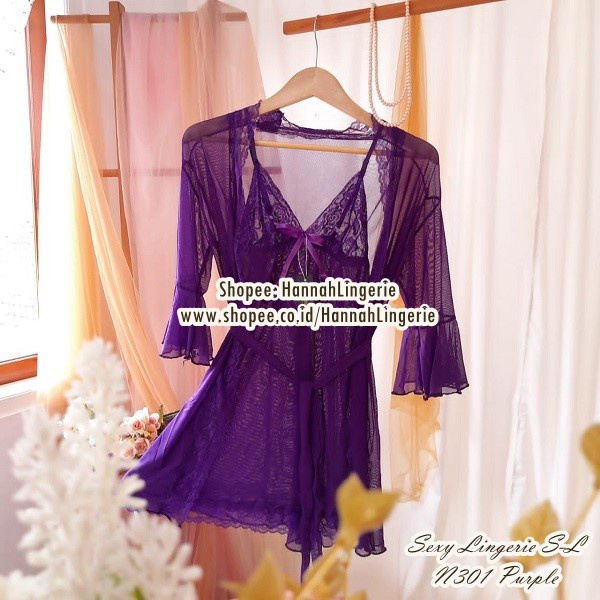 S-L Lingerie Sets Original - Sexy Lingerie Wanita Baju Tidur Transparan Malam Pertama Lingering N301