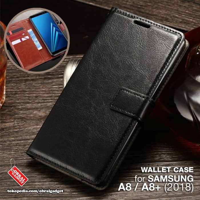 Wallet Flip Case Samsung A8 / A8+ Plus 2018 Leather Flipcase Cover