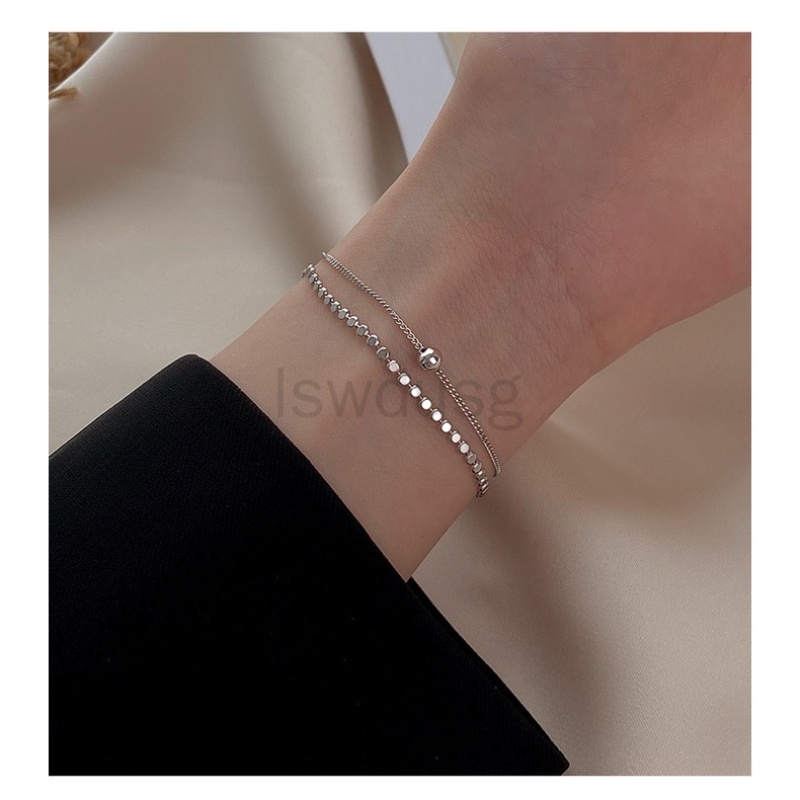 Rantai Baru Yang Dapat Disesuaikan 100% Nyata 925 rantai perak murni Gelang Gelang Lapisan Ganda 2.5 Mm Manik Datar Bulat Liontin Korea Fashion Perhiasan Hadiah Bebas Alergi