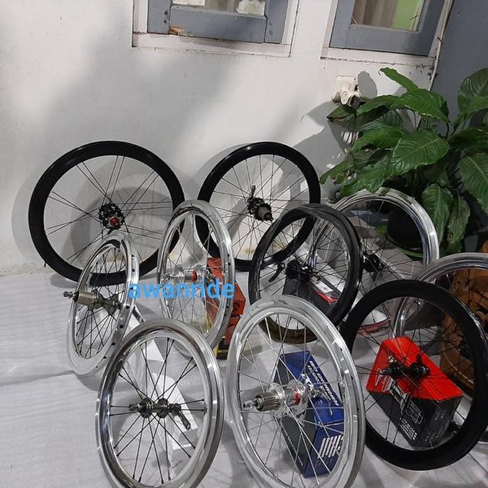 WHEELSET ALEX MOULTON 22 INCH 4CM SEPEDA LIPAT HUB FREEHUB NOVATEC DISCBRAKE OR VBRAKE MINIVELO DLL