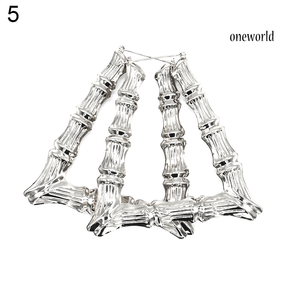 OW@ Fashion Women Bamboo Joints Triangle Heart Earrings Party Statement Jewelry Gift