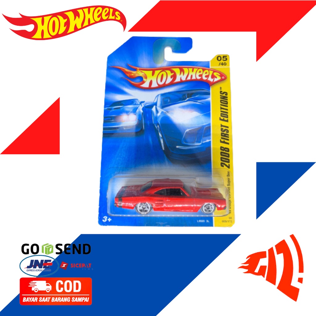 Hot wheels 69 dodge coronet superbee merah