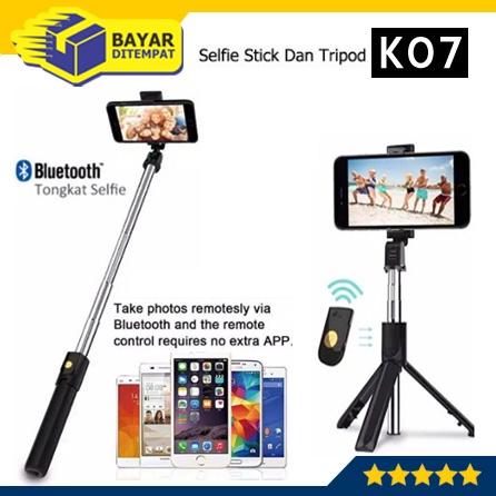 Tongsis K07 Selfie Stick Integrated Tripod Bluetooth Remote Control