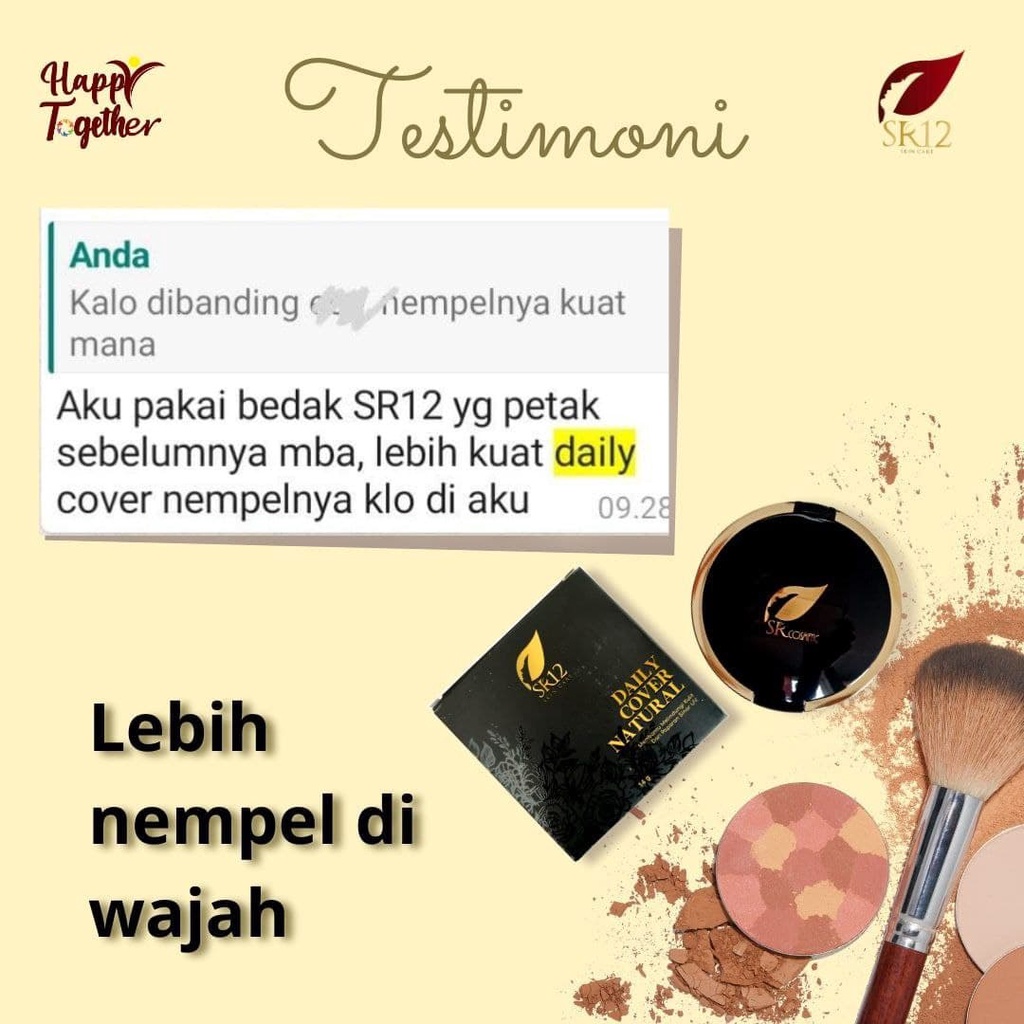 Daily cover beige Sr12 Bedak padat Menutupi bekas jerawat Melindungi kulit dari paparan sinar UV Tahan lama Berspf 14 Kosmetik wajah 14g Bpom Original Berkualitas Murah Terlaris Cod Daily Cover Natural 14gr Saudagarsr12