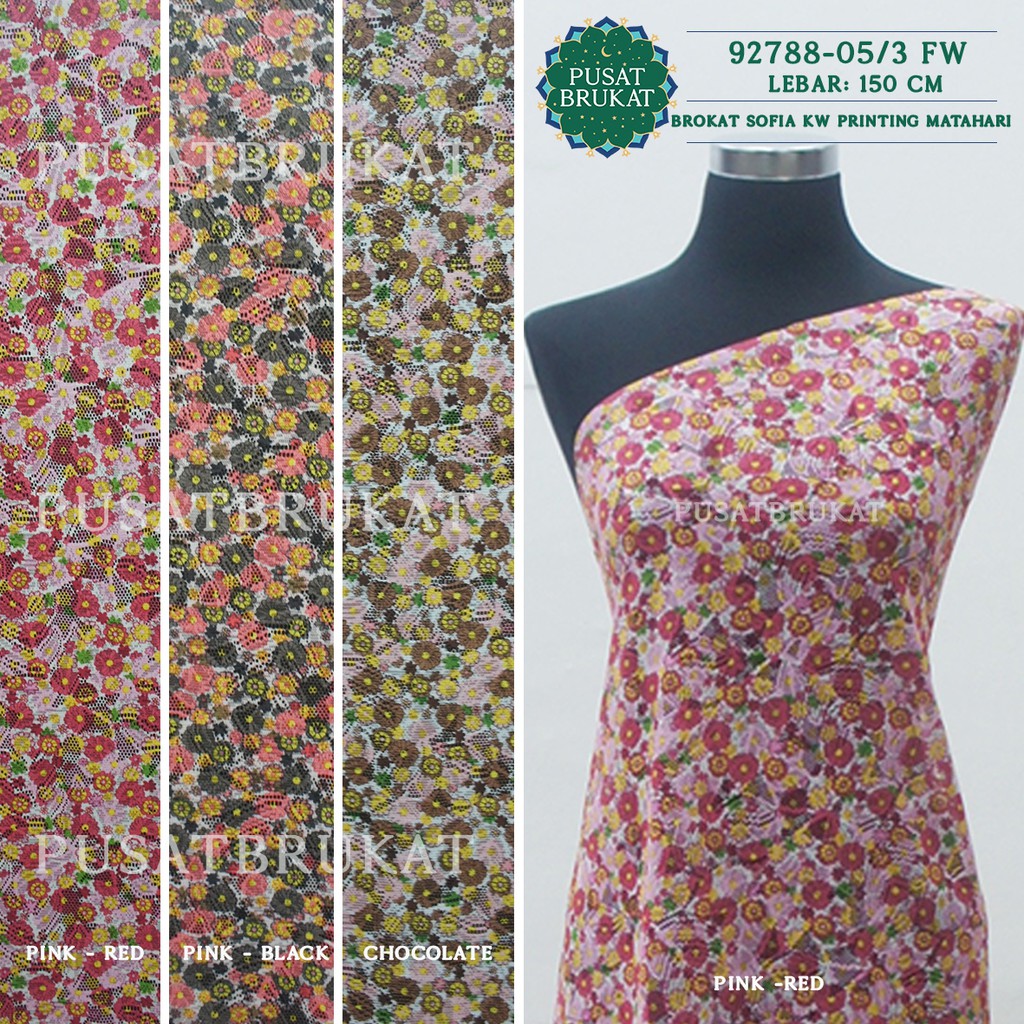 KAIN KEBAYA BRUKAT LACE LEMBUT / BRUKAT MOTIF PRINTING BUNGA MATAHARI - CLARA KW 92788-05 FW - [harpa per 0.5m]