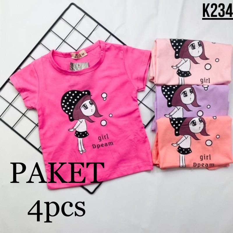 PAKET 4pcs | KAOS ANAK PEREMPUAN UMUR 3BULAN SAMPAI 3 TAHUN IMPORT | ATASAN BAYI | BAJU BALITA | FAS