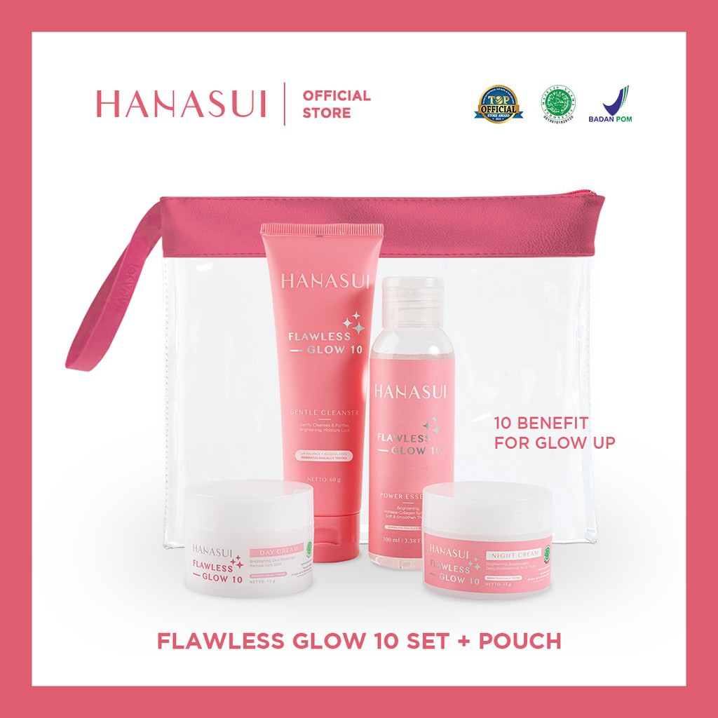 [Free POUCH] Paket Lengkap Hanasui Flawless Glow/ Acne Treatment Series