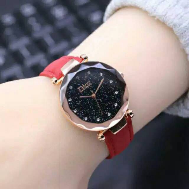 ( Dikirim Dari Jakarta ) Ready 6 Warna Jam Tangan Wanita Diyoor Permata Diamond Strap Merah