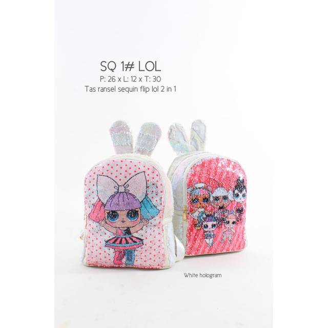 Tas Ransel Anak Sequin Unicorn Lol flip berubah warna dan gambar