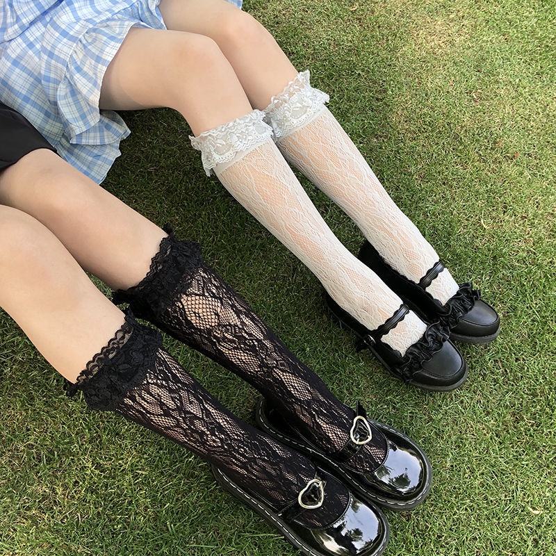 KK-72 kaos kaki renda lolita gothic vintage cosplay japan jepang renda hitam putih