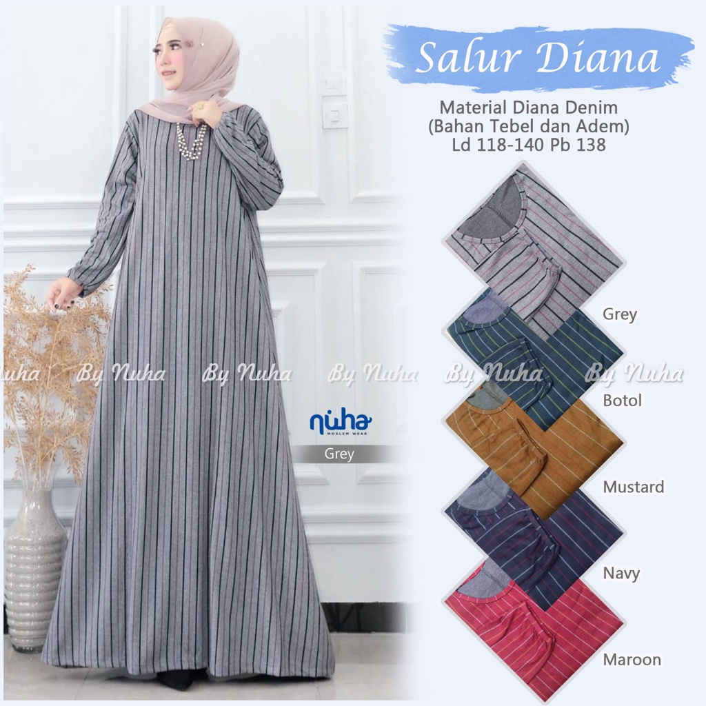 Elmecca Gamis Jumbo Ld 140 Bahan Kaos Diana Motif Salur Big Size XXXXL Tebal Adem Premium