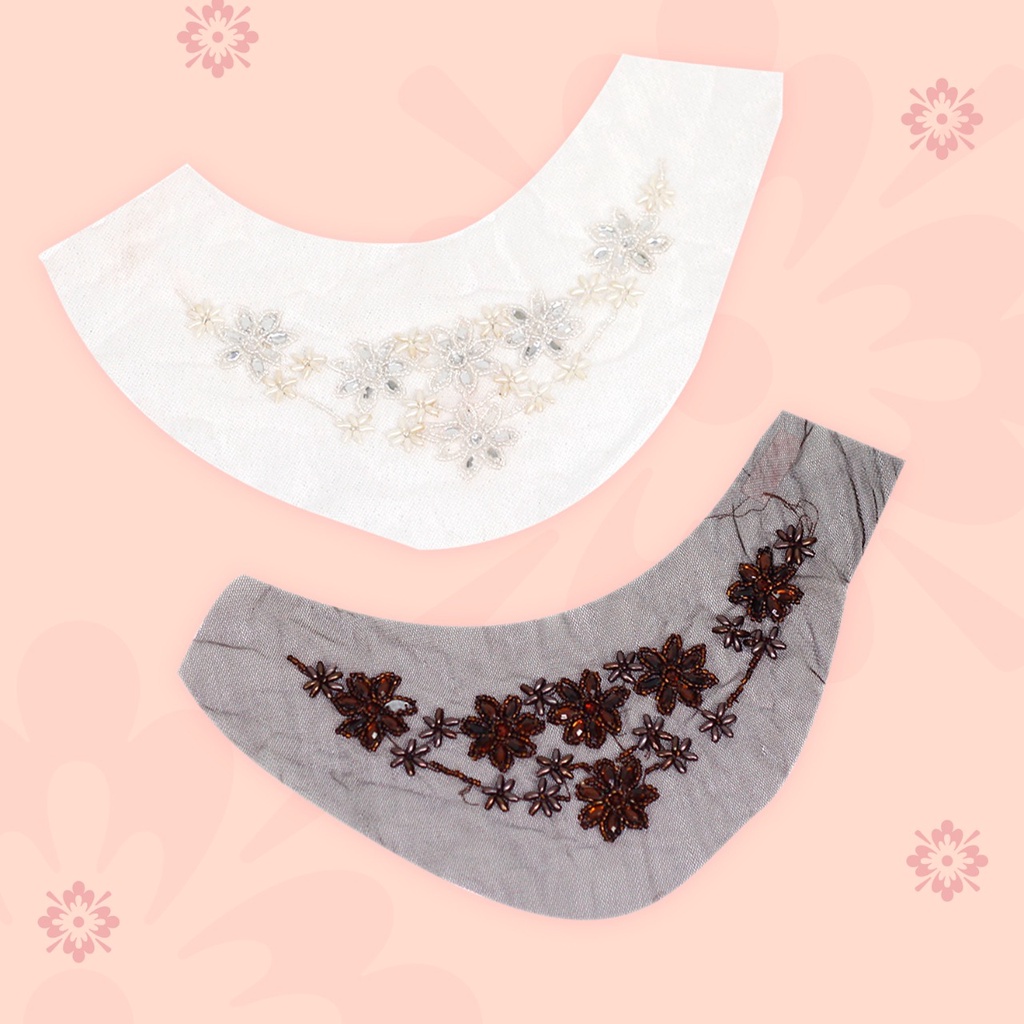 Kerah Renda Bordir Simpel Motif Bunga model N01