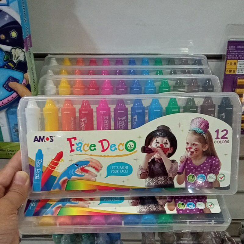 

Amos face deco, isi 12 mainan edukasi anak, pesta hallowin, monami oil pastel isi 48