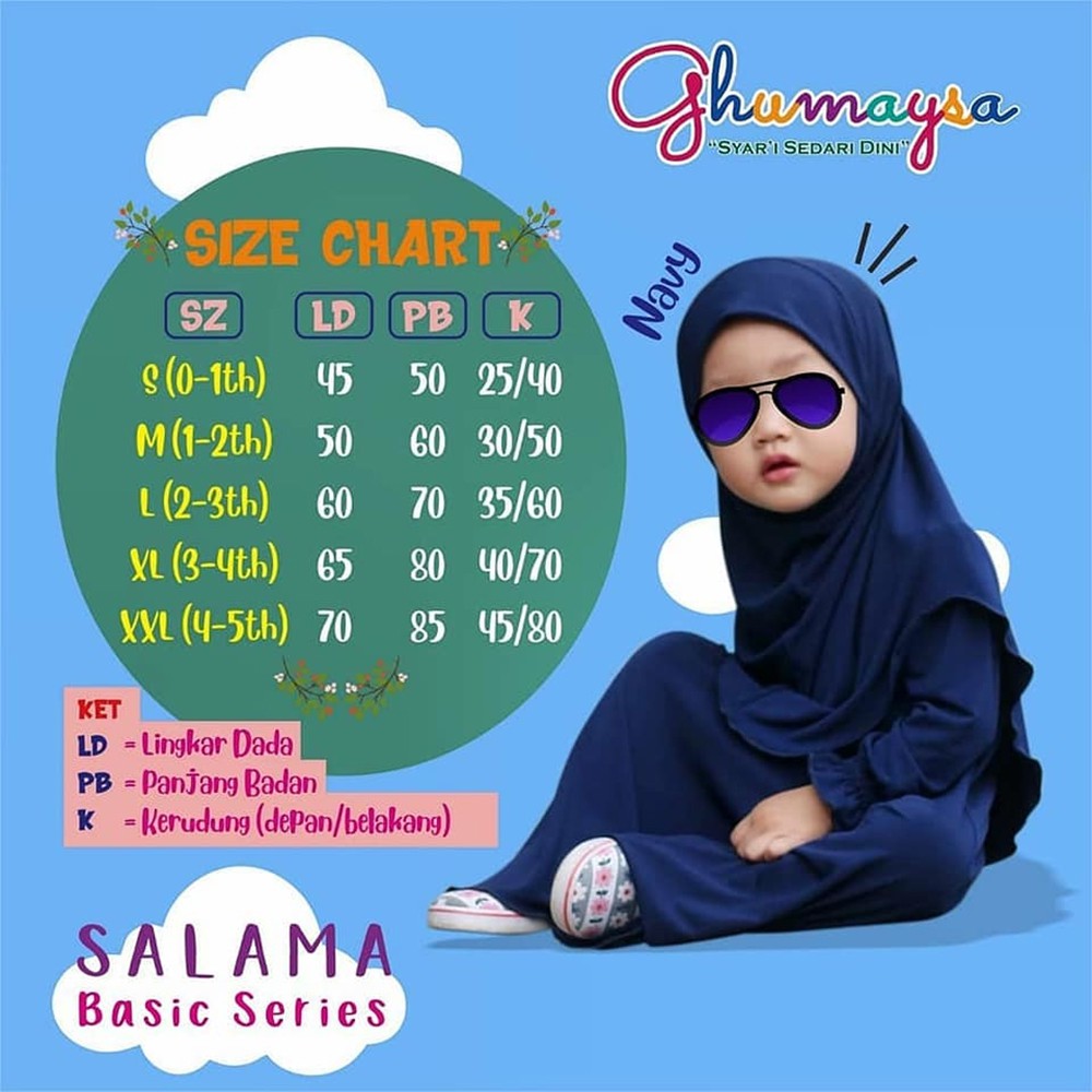 Ghumaysa Salama Baby Basic series Gamis Anak Baju Muslim Perempuan