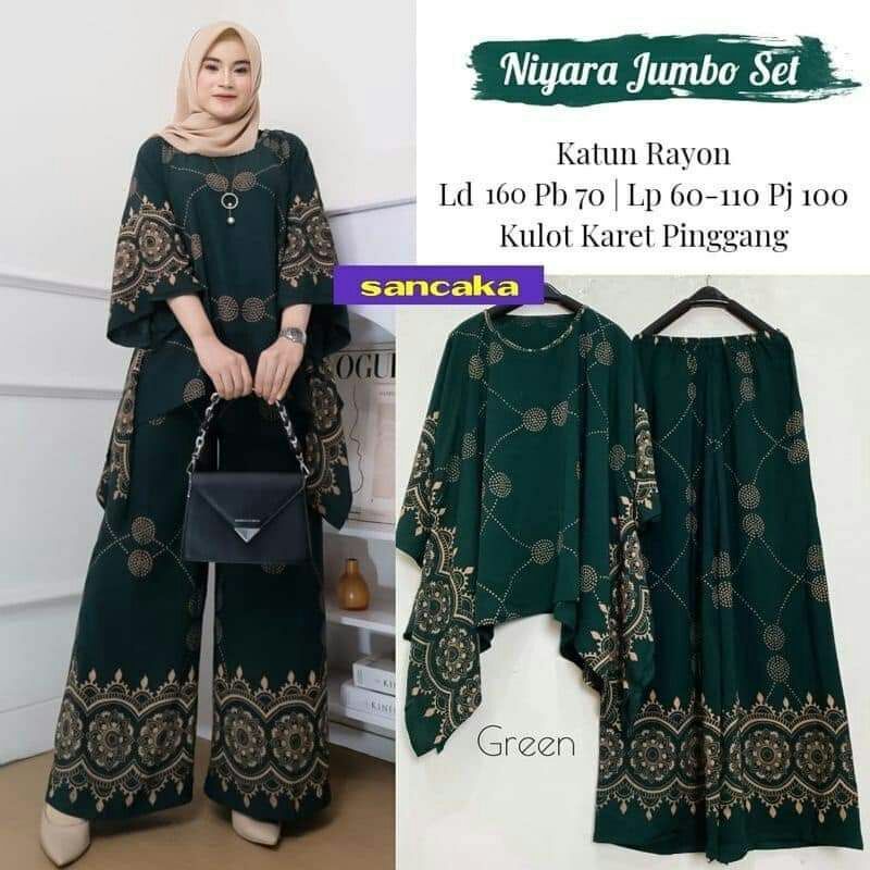 Niyara Jumbo Set/One Set/Baju Tidur/Setelan murah/Piyama/Homedress/Pakaian Wanita/Daster Jumbo/Daste