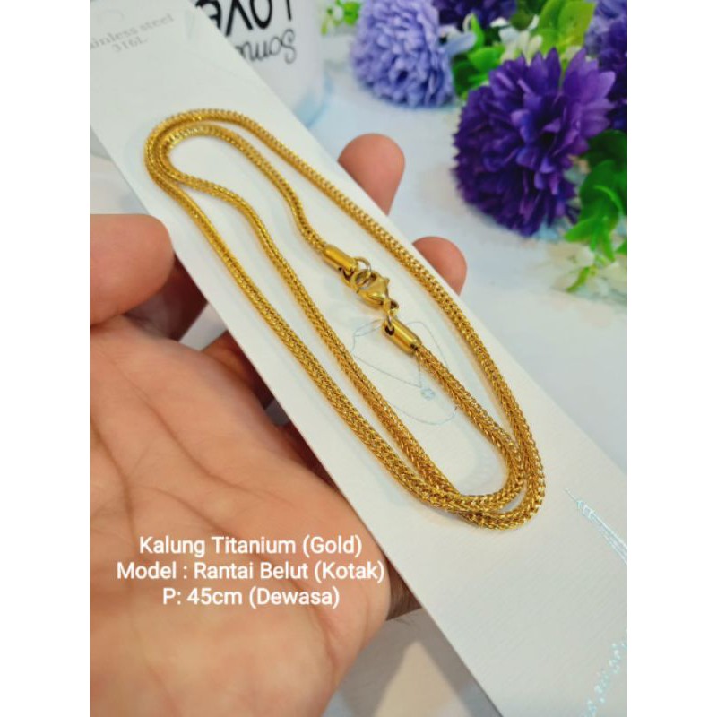 kalung titanium rantai belut gold