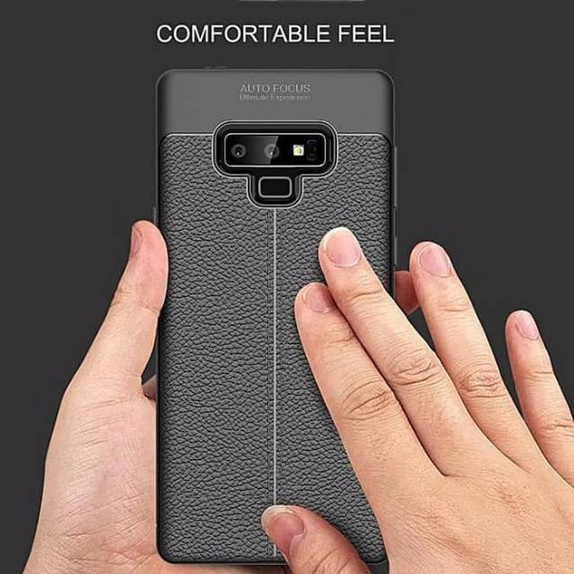 auto focus leather kulit texture Samsung Note 9 soft case cover