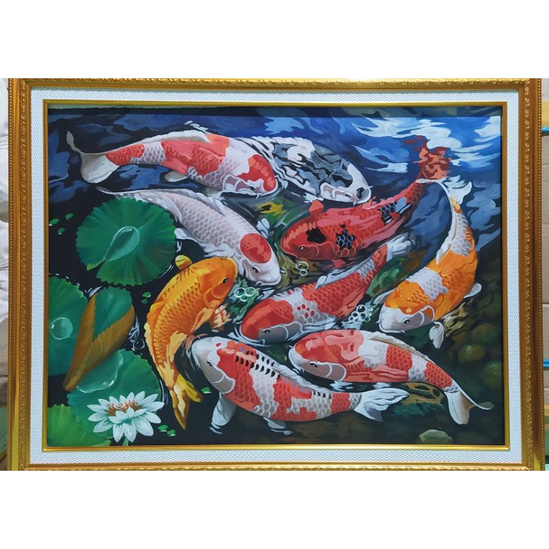 lukisan ikan koi super lukisan koi asli tangan