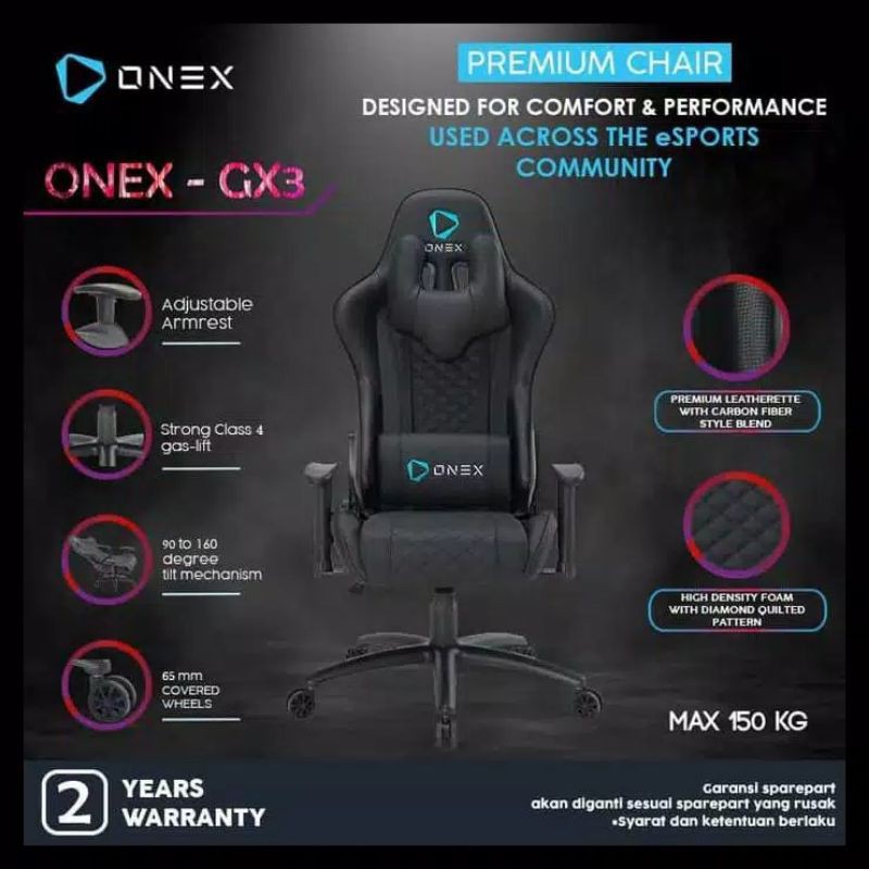 ONEX GAMING CHAIR GX3 BLACK / GX3-BK