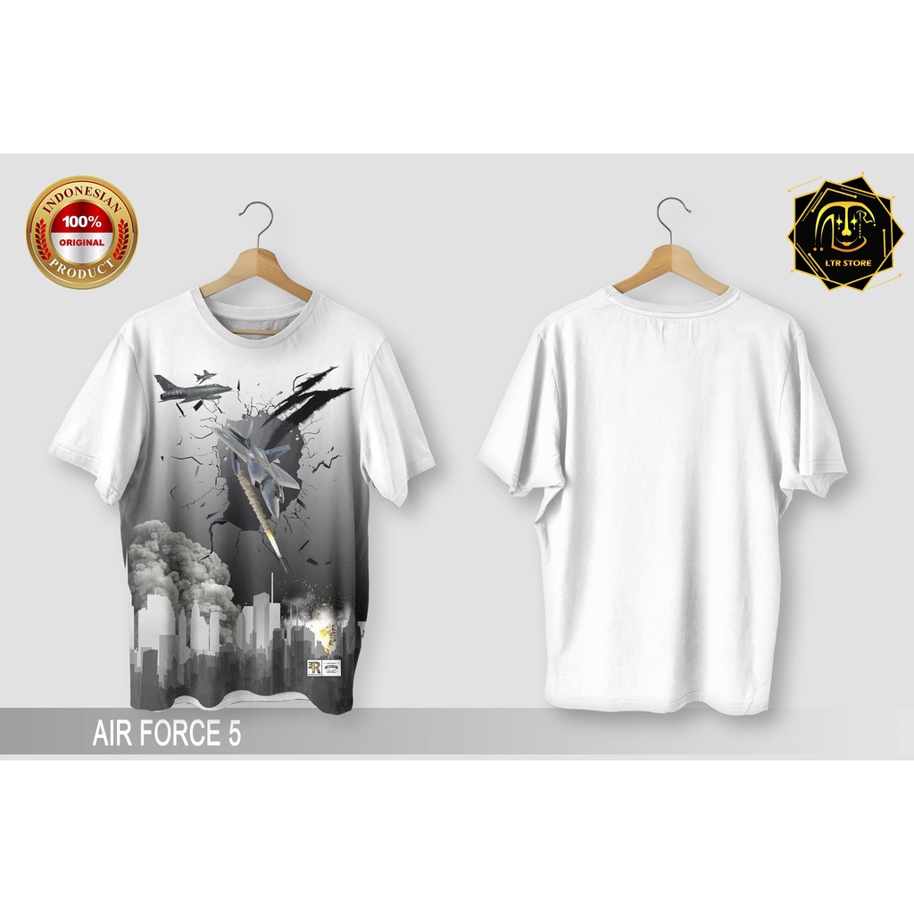 [ BAYAR DI TEMPAT ] BAJU PRINTING GAMBAR AIR FORCE 5 - BAJU DISTRO ORIGINAL GAMBAR PESAWAT TEMPUR KA