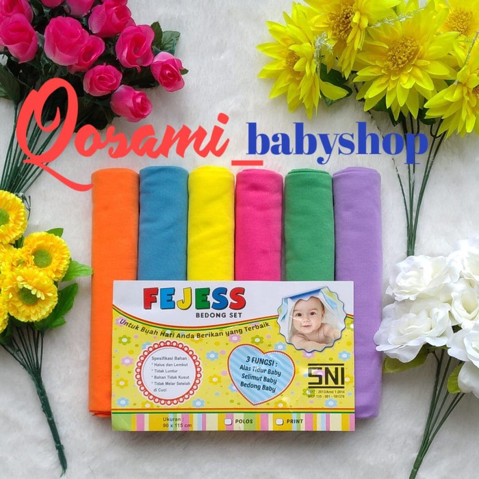 FEJEESS isi 6  Bedongan Bayi Polos Warna SNI