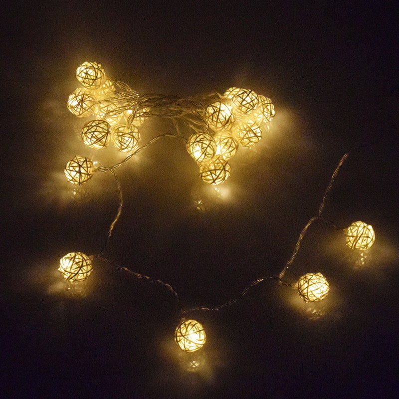 Grab Medan Lampu Hias Dekorasi Bola Rotan String Fairy 1.2 Meter 10 LED - B073 - 7RLL0EWT Warm