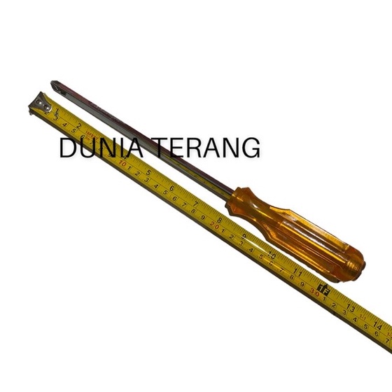 ATS Obeng Gagang Plastik Magnet 8'' 8in 8inch (+) (-) - Obeng Tembus gg Plastik Kuning - Obeng Ketok ATS Panjang Pendek Plus Minus - Go Trough Screwdriver - ATS 8x200mm