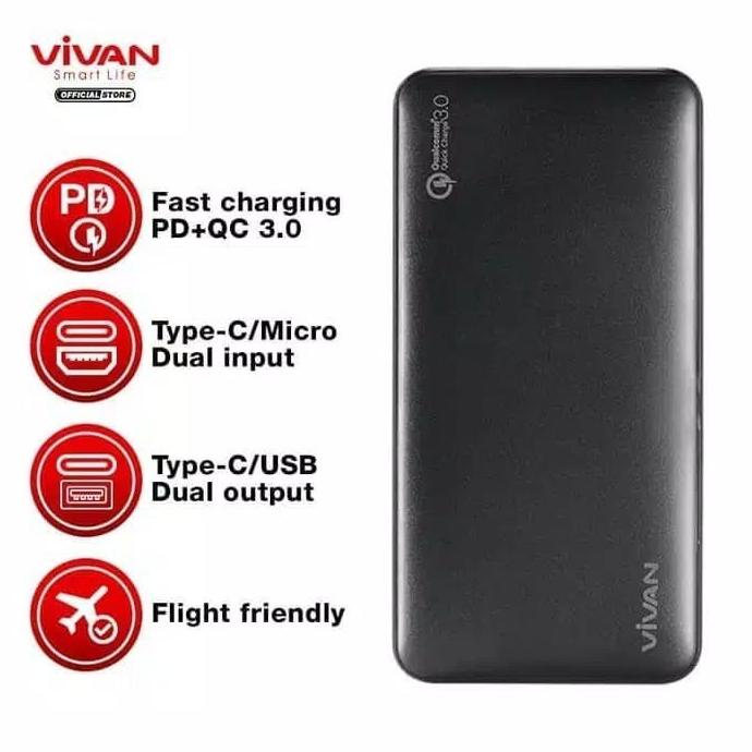 Powerbank Pb Vivan Vpb A10S 10000Mah Power Bank Quick Charging 3.0 Terlaris....