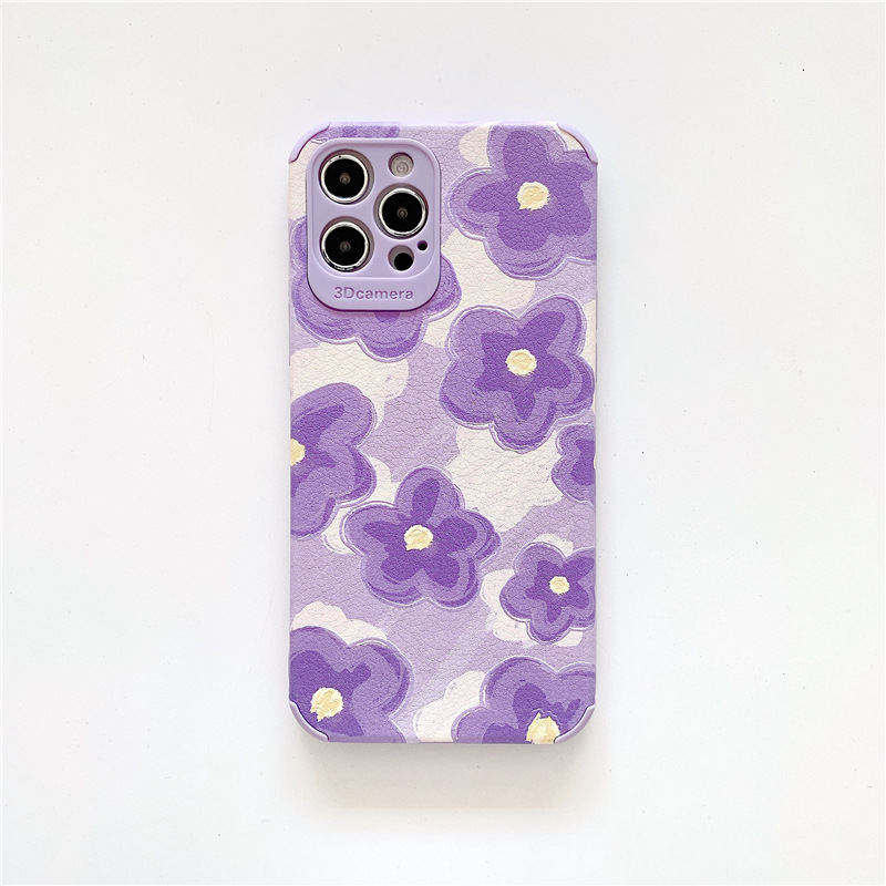 Case Silikon Motif Bunga Ungu Untuk iPhone 11 Pro Max 7 8 Plus SE X XS XR XSMAX 12 12pro Max