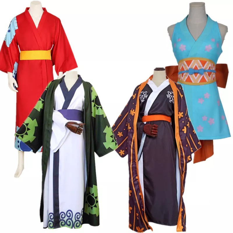 Haori Baju Cosplay Kimono Jubah Anime One Piece Luffy Zoro Law Wano Arc